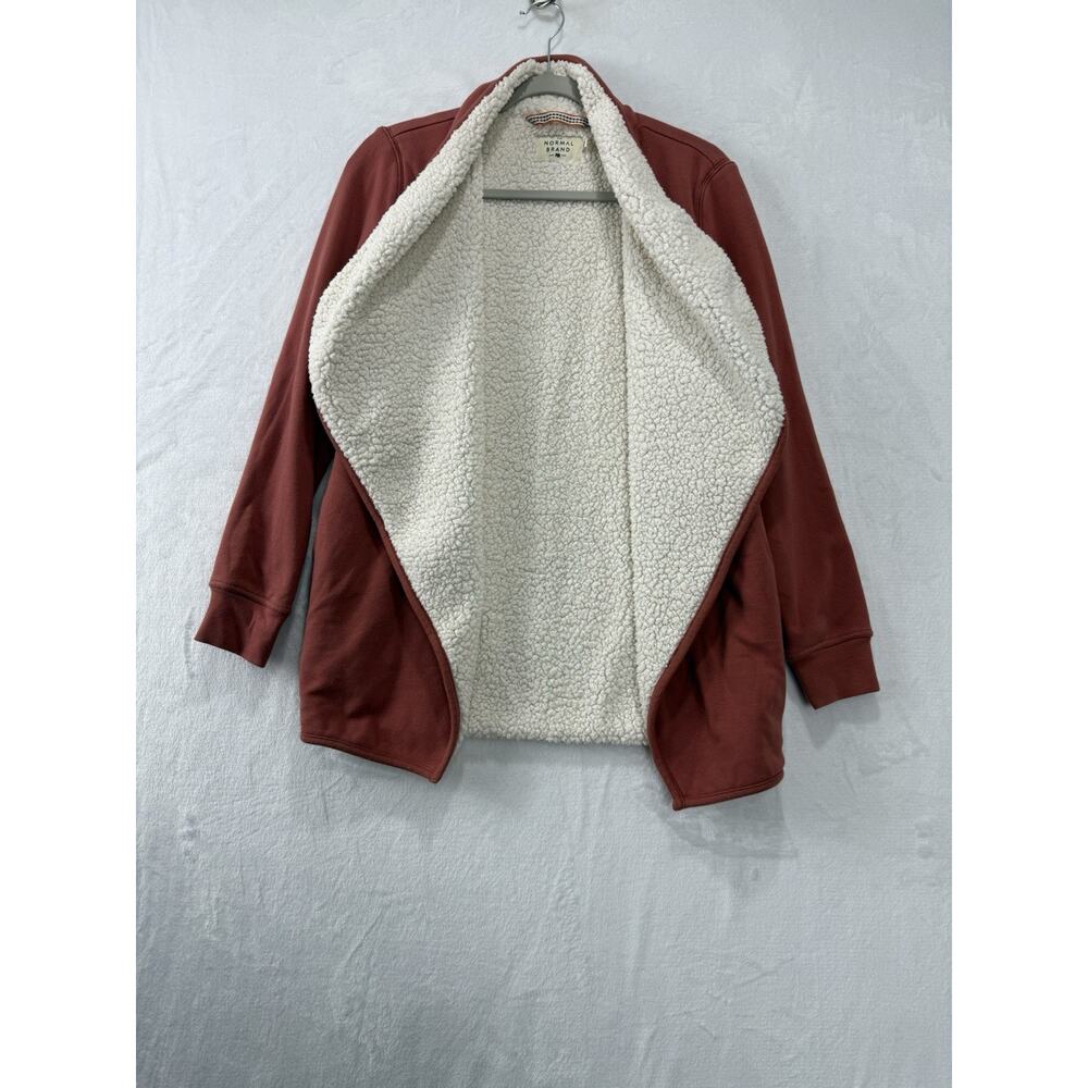 The Normal Brand Women's Sherpa Lined Boundless Cardigan Orange Size Small